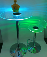 Ensemble de table et tabourets de bar en acrylique lumineux LED moderne, couleur changeante RGB, hauteur réglable en métal, pour boîte de nuit, hôtel, supermarché, salle à manger