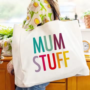 Oversize Large Cotton Canvas Tote <b>Bag</b> Thick Handle Custom Logo Weekender Grocery Shopper Shoulder Support <b>Mum</b> Stuff Made China - Product Image 3