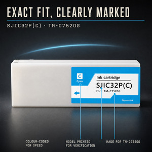 ตลับหมึกพิมพ์ OCB SJIC32P พร้อมชิปใช้ครั้งเดียว 300 มล. ใช้ได้กับเครื่องพิมพ์ EPSON TM-C7520G (CN) - Product Image 2