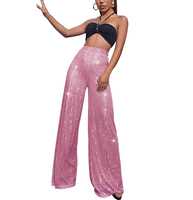 Pantalon à paillettes pour femmes Pantalon large à paillettes brillantes pour femmes Taille haute Bas scintillants Pantalon à paillettes grande taille