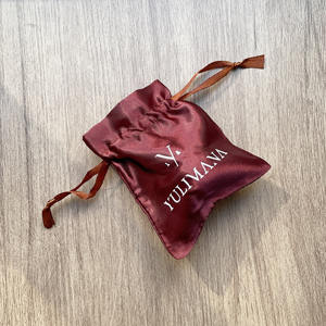 Custom Tiny Burgundy Silk Satin Jewelry Gift Dust <b>Drawstring</b> <b>Bag</b> - Logo Printed Gift <b>Bags</b> for Jewelry & Cosmetics - Product Image 4