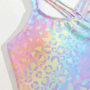 Nouvelle Arrivée 2026 - <span class=keywords><strong>Maillot</strong></span> <span class=keywords><strong>de</strong></span> <span class=keywords><strong>Bain</strong></span> Une Pièce Enfant Tendance - Imprimé Léopard Arc-en-ciel avec Bretelles Croisées au Dos, Coupe Flatteuse, Idéal pour l'Été - Product Image 4