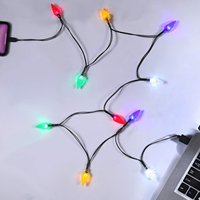 Kabel Pengisi Daya Ponsel Natal Bentuk Pinecone Hijau 1.4M 10LED, Tahan Air IP44, USB untuk Dekorasi Ponsel, Pemasangan Mudah