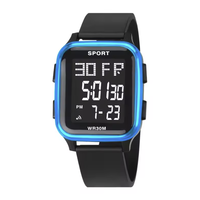 NYY Herren Digital-Sportuhr mit Weichem Silikonarmband Wasserdicht Wecker Modischer Trend Verstellbares Band