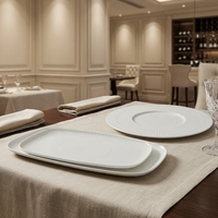 Service de table en céramique ST Fluted White Celadon avec glaçure réactive lisse, 20 pièces, assiettes plates, bols à soupe, pour restaurant, hôtel, passe au four