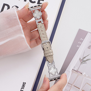 Bracelet de montre en cuir véritable Upro pour Apple Watch Ultra 2 Series 7-10 49 mm, bracelet trèfle à quatre feuilles pour femme - Product Image 5