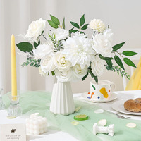 Buket bunga buatan sutra putih buket pengantin pernikahan DIY untuk tengah meja kue bunga pesta Baby Shower rumah