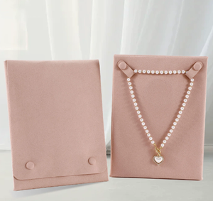 Sac de rangement pour collier en microfibre haut de gamme, vente en gros, pochette à bijoux rectangulaire portable anti-poussière avec fermeture à bouton-pression - Product Image 3