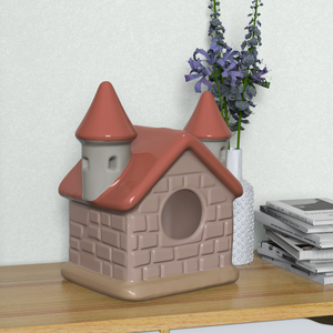 Groothandel Mode Feeëntuin Keramische Vogelhuisjes Kasteelvorm OEM ODM Milieuvriendelijk Alle Seizoenen Buiten Nestkast Decoratief - Product Image 5