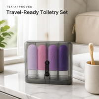 Flacons de voyage souples en silicone, rechargeables, anti-fuite, 90 ml, approuvés par la TSA, sans BPA, avec étui rigide, lot de flacons.