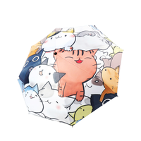 Parapluie semi-automatique à trois volets de style dessin animé mignon de côtes 8K pour adultes pour pluie soleil petites dames fraîches voyage utilisation en gros