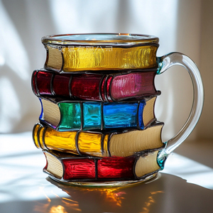 Mug à café W45, nouveauté, livres peints en 3D, mug unique en résine colorée, empilement de livres, tasse à café, mug livre peint - Product Image 6