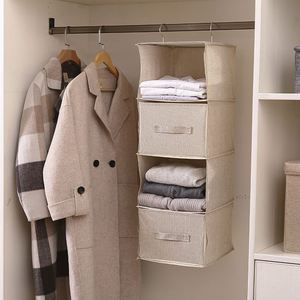 High Quality Cotton Linen Folding Multifunction <b>Hook</b> Type Hanging <b>Shoes</b> Clothing Tools Storage Drawers Wardrobe Organizer - Product Image 3