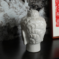 Figurine de tête de Bouddha en céramique minimaliste moderne, décoration spirituelle pour la méditation, ornement artisanal blanc vintage pour la décoration intérieure