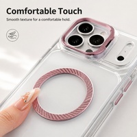 Coques de téléphone magnétiques transparentes C0303 pour iPhone 17 Air 16 15 14 13 12 11 18 Pro Max avec support d'objectif et coque arrière