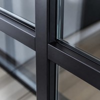 Porte pliante en aluminium à rupture de pont thermique, grille noire moderne, sur mesure, pour cloisonnement intérieur de bureaux commerciaux