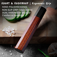 Couteau de chef japonais professionnel de 8 pouces en acier AUS-8 avec manche en bois d'ébène rose, couteau Gyuto japonais tranchant