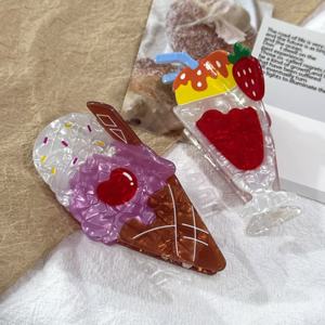 ใหม่ไอศกรีมฤดูร้อนพร้อมกรวยสตรอเบอร์รี่เชอร์รี่สดและน่ารัก stylegirl's back of the HEAD SHARK CLIP - Product Image 4