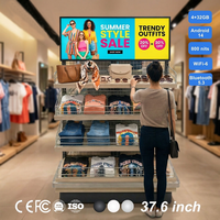 Écran LCD Barre Ultra Large sur Mesure 37,6 pouces, Android 14, 800 Nits, Lecteur Multimédia pour Détaillants de Mode