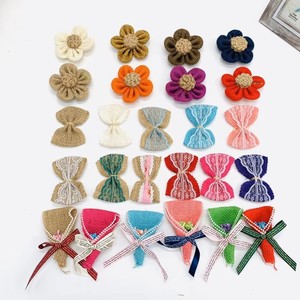 Fleurs en lin DIY de haute qualité, nœuds décoratifs, fleurs en toile de jute pour la décoration de casquettes de <span class=keywords><strong>maternelle</strong></span> et de vêtements - Product Image 6