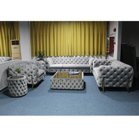 Canapé de Salon en Gros, Ensemble de Canapés Chesterfield en Velours Touffeté, Luxe Moderne Design
