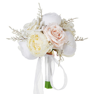 S0065R Nouveau Bouquet de Pivoines Artificielles de Haute Qualité pour Mariage, Mariée et Demoiselle d'honneur, au Style Raffiné et Tendance - Product Image 1
