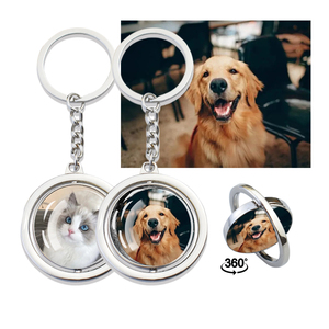 Customized Animals Keyring Personalized Pet Lover Gift Cat Dog Pictures Pendant Rotatable Luminous Key Chain