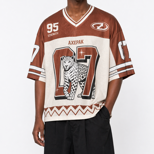 <span class=keywords><strong>T</strong></span>-<span class=keywords><strong>shirt</strong></span> de football en maille graphique surdimensionné pour homme, logo personnalisé, streetwear d'é<span class=keywords><strong>t</strong></span>é - Product Image 3
