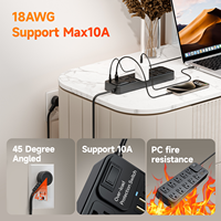 Protecteur de surtension multiprise 10 prises secteur 4 ports USB C répertoriés UL rallonge de bureau à montage mural pour le bureau à domicile américain