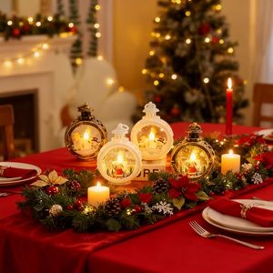Lampes LED en forme de lanterne, décorations de Noël de luxe pour fêtes nocturnes avec Père Noël et bonhomme de neige, fournitures lumineuses pour enfants - Product Image 6