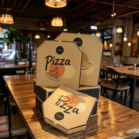 Caja de Embalaje para Comida Rápida al por Mayor para Restaurantes, Caja de Pizza Poligonal Personalizada, Caja de Pizza con Orificios de Ventilación para Llevar