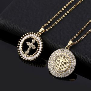 Micro Paved Sparkling Hip-Hop Style Titanium Steel Clavicle <b>Chain</b> Rhinestone Necklace for Men Full Zircon Cross Charm Necklace - Product Image 1