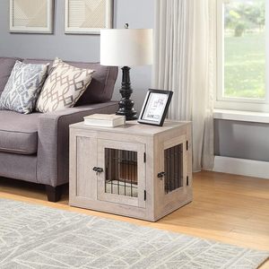 Table d'appoint pour chien de style meuble, niche en bois avec double porte, idéale pour une utilisation intérieure dans les maisons pour chiens de taille moyenne - Product Image 5