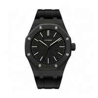 Montre Homme Sportive Tendance Personnalisée avec Lunette Octogonale et Bracelet en Silicone, Faible MOQ, Support Marque Débutante, Certifiée CE RoHS ISO, Mouvement Quartz