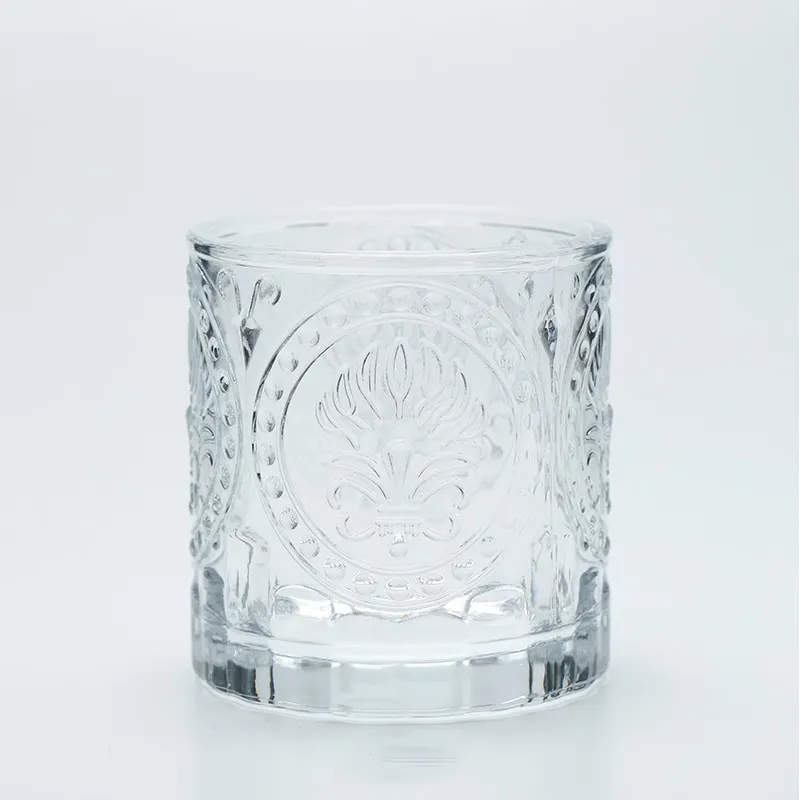 QGXT vendita calda 8 oz240ml barattolo di candela con motivo in cristallo con coperchio in metallo è disponibile in magazzino