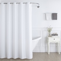 Rideau de douche moderne en jacquard écologique à motif floral avec aimants - Polyester imperméable, solide, lavable 71x74