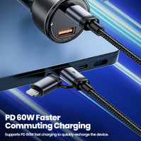 Cable USB Tipo-C a USB A/C 2 en 1, Carga Rápida de 60W Máx. con Indicador LED y Cubierta Trenzada para Teléfono Móvil, Banco de Energía y Cámara