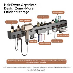 Armoire de salle de bain incurvée de luxe léger <span class=keywords><strong>avec</strong></span> <span class=keywords><strong>miroir</strong></span>, <span class=keywords><strong>prise</strong></span> sèche-cheveux <span class=keywords><strong>intégrée</strong></span>, étagère de rangement et cadre en fibre de carbone - Product Image 3