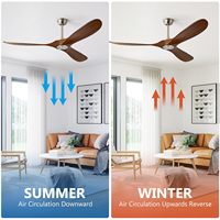Ventilateur de plafond en bois massif de haute qualité avec moteur BLDC, économie d'énergie, télécommande