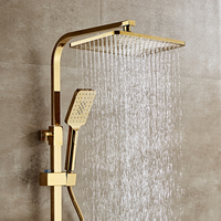 Ensemble de douche thermostatique en laiton, ensemble de douche doré mural, poignée ronde avec pistolet de pulvérisation