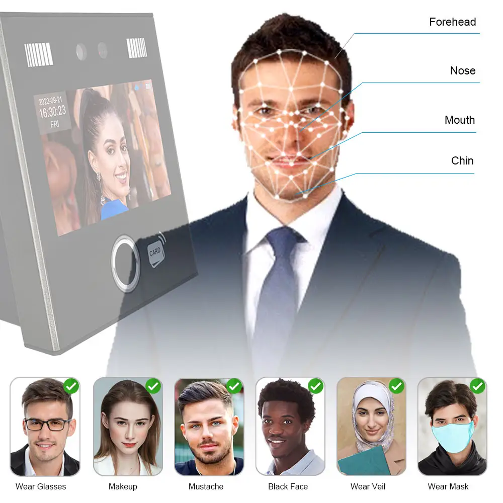 Wifi指紋顔認識システム時間出席を備えた5000顔容量生体認証出席時計