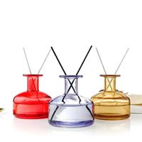 Bouteille en verre vide rechargeable de 300 ml, design plat et rond, style luxe léger, pour diffuseur à bâtonnets sans flamme et évaporation de parfum