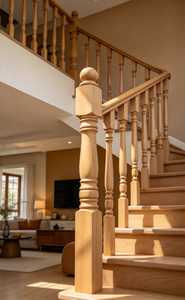 Japanese Style Solid Wood Staircase Spindle Baluster with Ball Top <b>for</b> Railing - Product Image 2