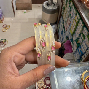 Luxury Embroidery Work Pearl Zinc Alloy Bangles for Women Handmade Designer Jewelry Wedding Festive Wear Gifting India - Product Image 1