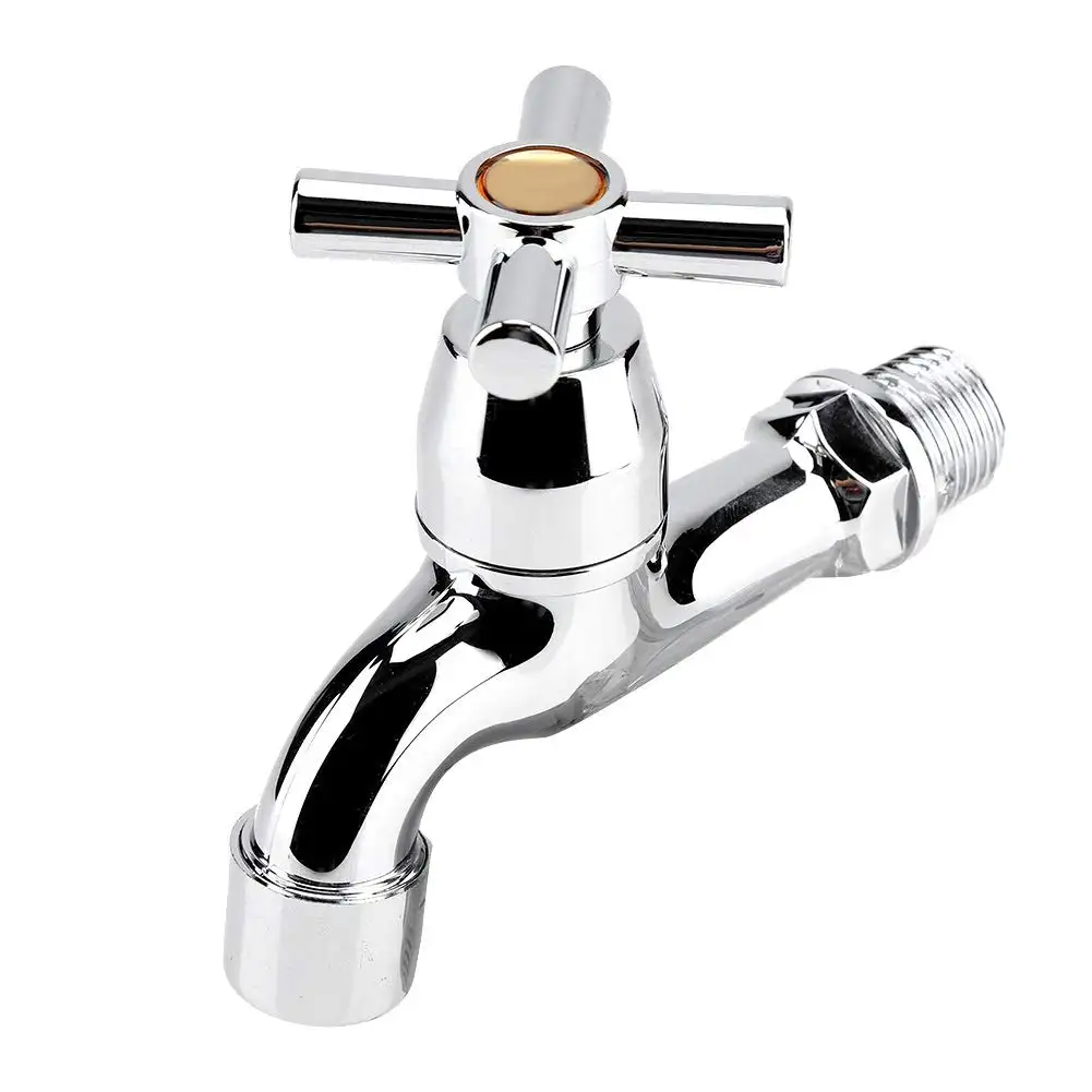 Modern Chrome Plated Single Cold Water Tap In-Wall Basin Mixer Faucet for Outdoor Washing Machine ABS Plastic Ceramic Valve Core