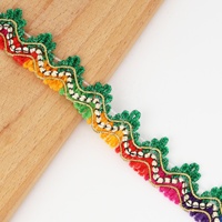 Dentelle triangulaire florale dorée de style national de 2,5 cm, écologique et faite à la main, pour vêtements, textiles de maison, sacs et accessoires – Disponible immédiatement