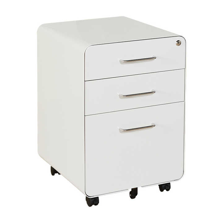 Office Movable File Storage Cabinet 3 Drawer Metal Mobile Pedestal ...