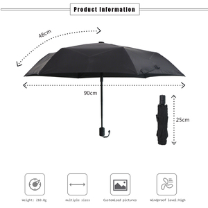 Mini Folding Umbrella 3 Fold Lightweight Travel Umbrella UV Protection Rain Umbrella with Fiberglass <b>Frame</b> for Women and Men - Product Image 2