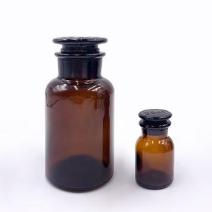 Botella de reactivo de laboratorio de vidrio marrón ámbar de 50ml, 125ml, 250ml, 500ml con tapa de vidrio, botella marrón de boca ancha esmerilada - Product Image 2