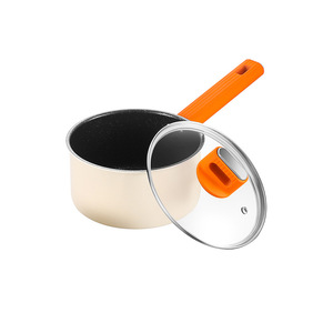 Deshilang Jincheng Non Stick Cookware Set 2 Piece Baby Food <b>Pan</b> Milk <b>Pan</b> Frying <b>Pan</b> Set With Lid Orange <b>Handle</b> - Product Image 2